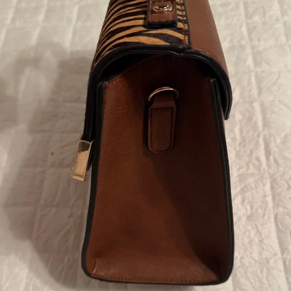 Dune LondonZebra Pattern Brown Satchel with Calf Hair. NWOT - Picture 9 of 12